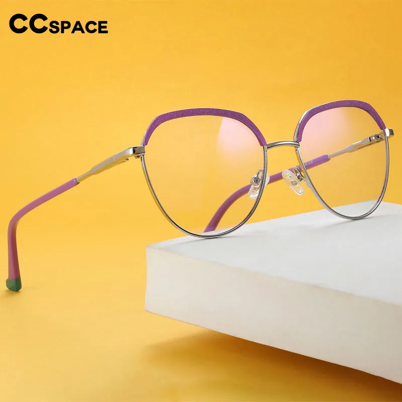 CCspace Women's Full Rim Round Brow Line Alloy Eyeglasses 56485