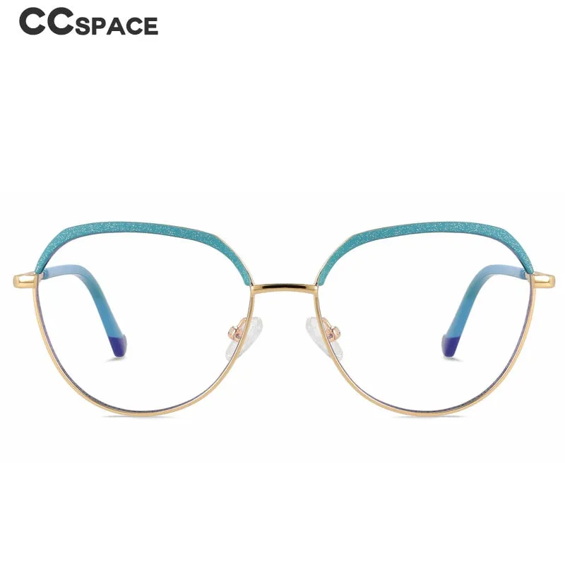 CCspace Women's Full Rim Round Brow Line Alloy Eyeglasses 56485