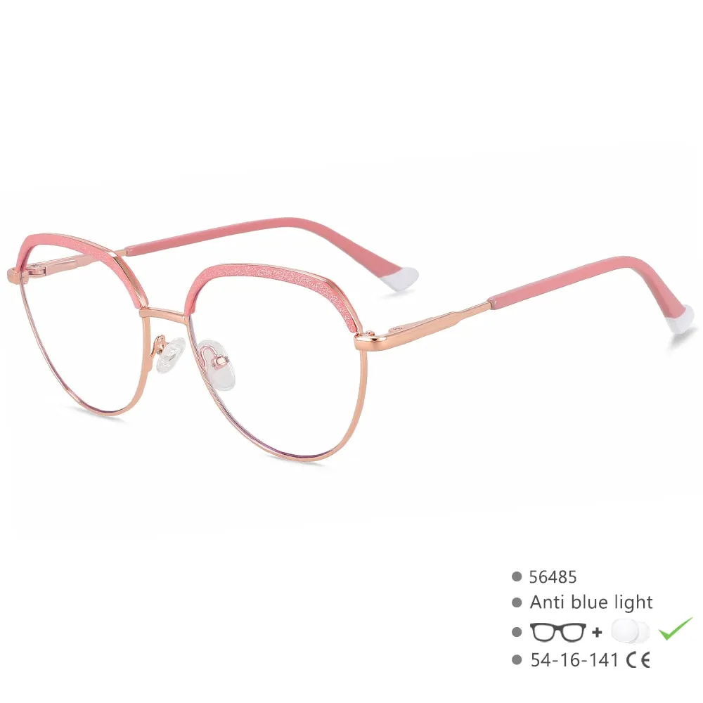 CCspace Women's Full Rim Round Brow Line Alloy Eyeglasses 56485