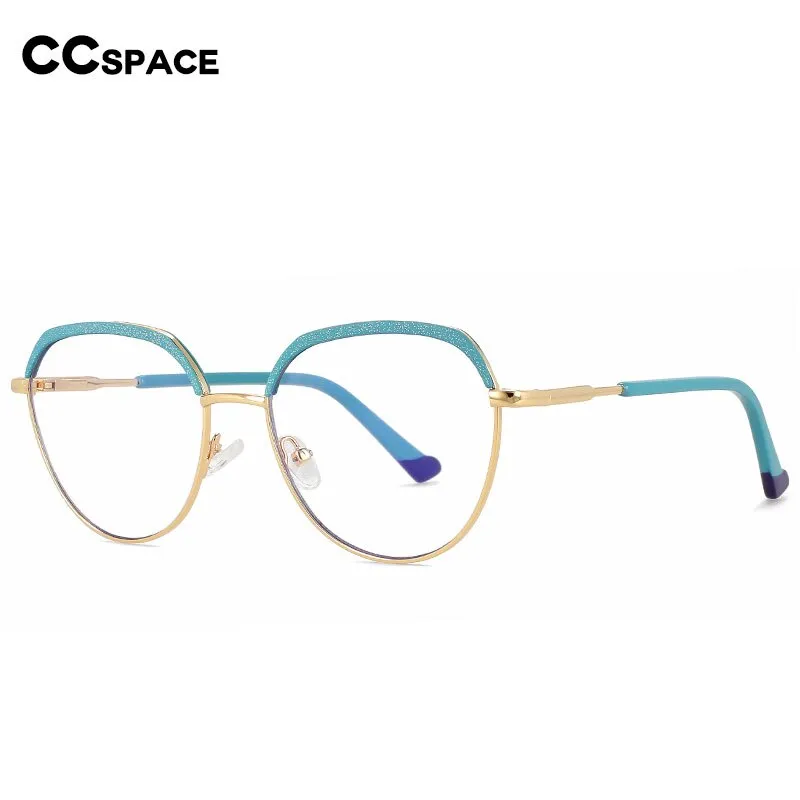 CCspace Women's Full Rim Round Brow Line Alloy Eyeglasses 56485