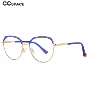 CCspace Women's Full Rim Round Brow Line Alloy Eyeglasses 56485