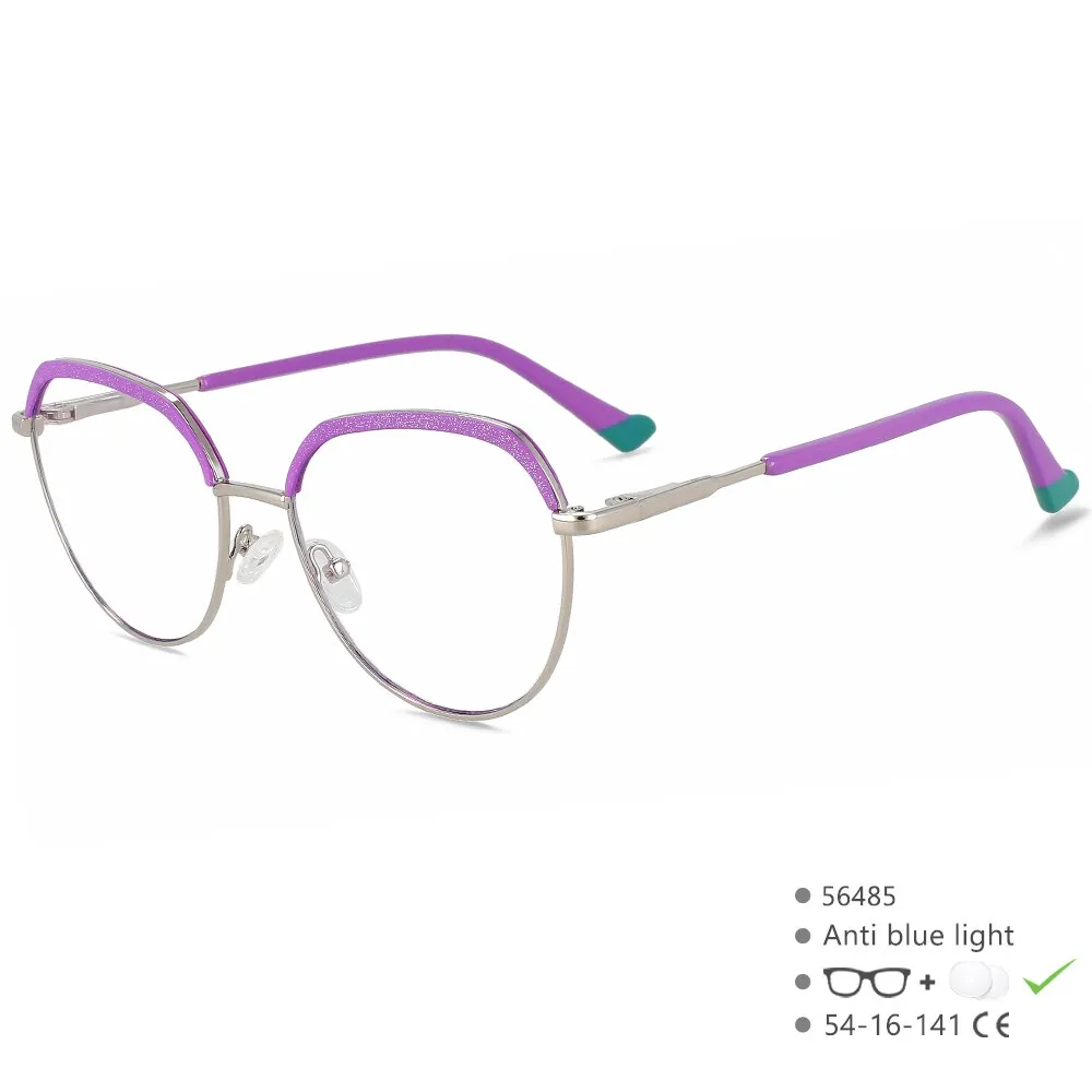 CCspace Women's Full Rim Round Brow Line Alloy Eyeglasses 56485