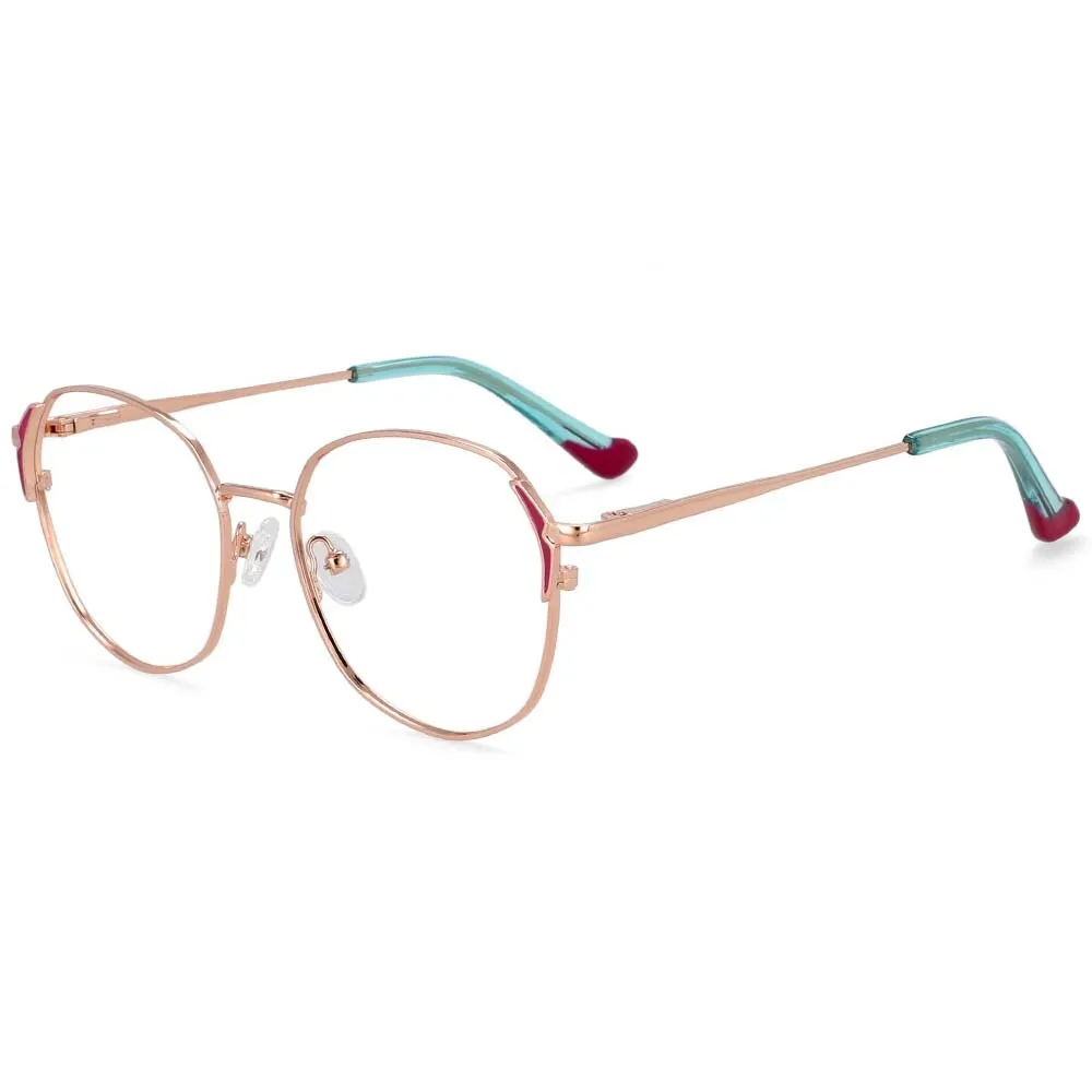 CCspace Women's Full Rim Round Oval Alloy Frame Eyeglasses 54318