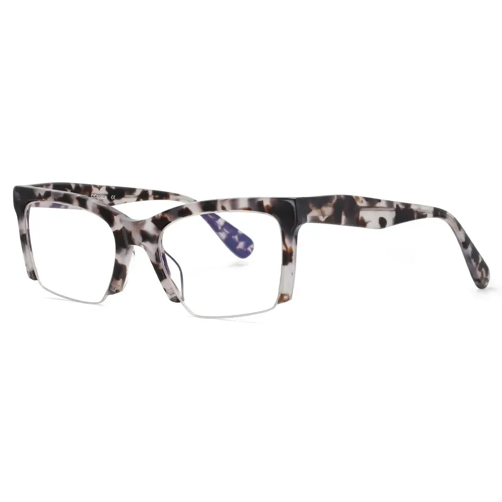 CCspace Women's Semi Rim Square Acetate Hyperopic Reading Glasses R49409