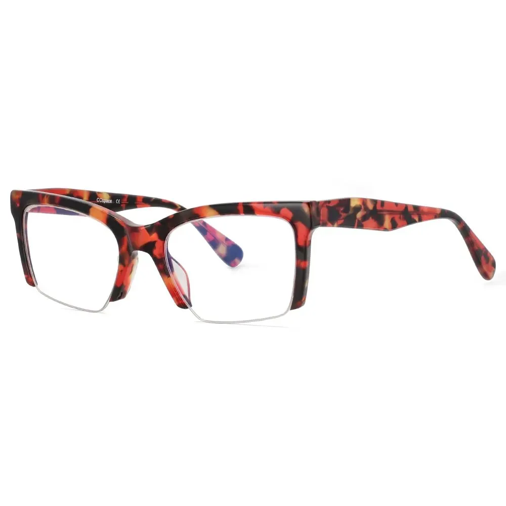 CCspace Women's Semi Rim Square Acetate Hyperopic Reading Glasses R49409