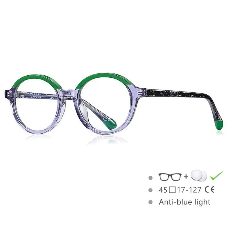 CCspace Youth Girl's Full Rim Round Tr 90 Titanium Frame Eyeglasses 54547