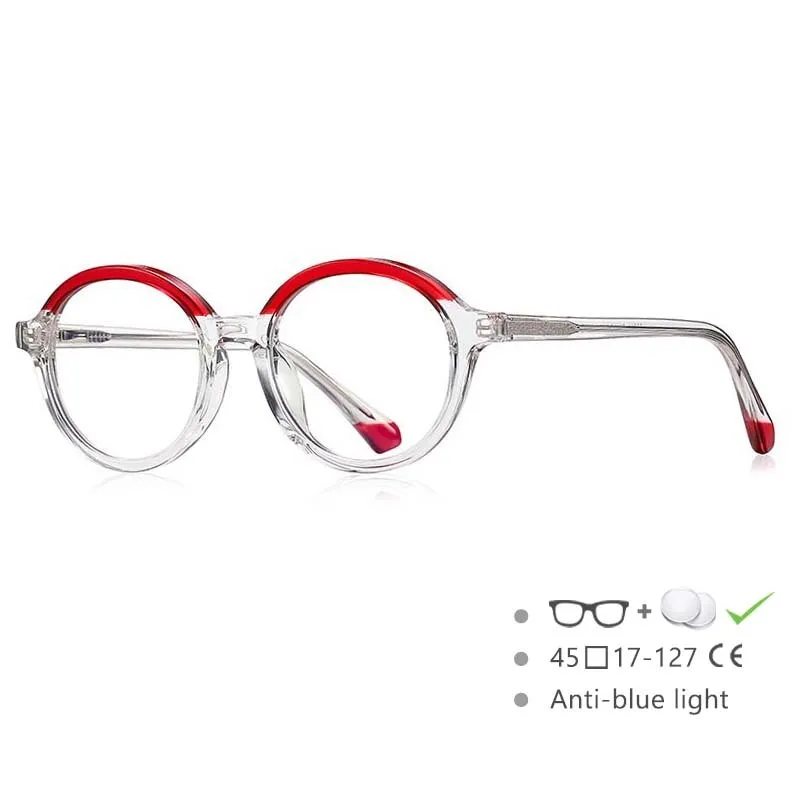 CCspace Youth Girl's Full Rim Round Tr 90 Titanium Frame Eyeglasses 54547