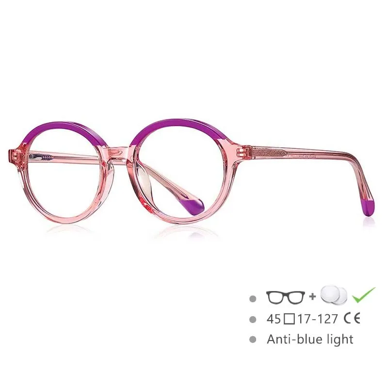 CCspace Youth Girl's Full Rim Round Tr 90 Titanium Frame Eyeglasses 54547