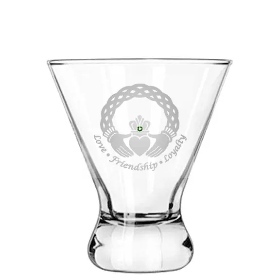 Celtic Claddagh Modern Cocktail Glasses