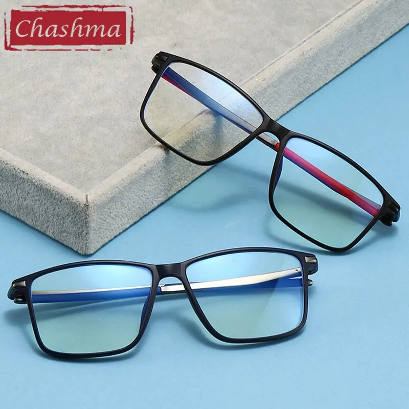 Chashma Ottica Men's Full Rim Square Tr 90 Aluminum Magnesium Sport Eyeglasses