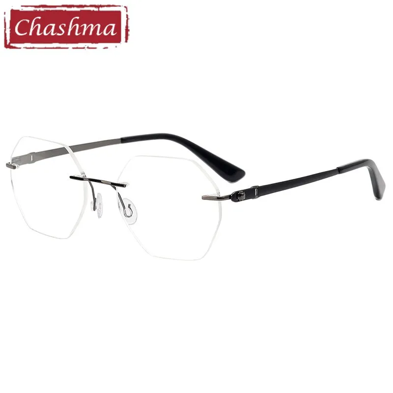 Chashma Ottica Men's Rimless  Polygon Titanium Eyeglasses 5018