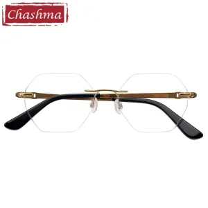 Chashma Ottica Men's Rimless  Polygon Titanium Eyeglasses 5018