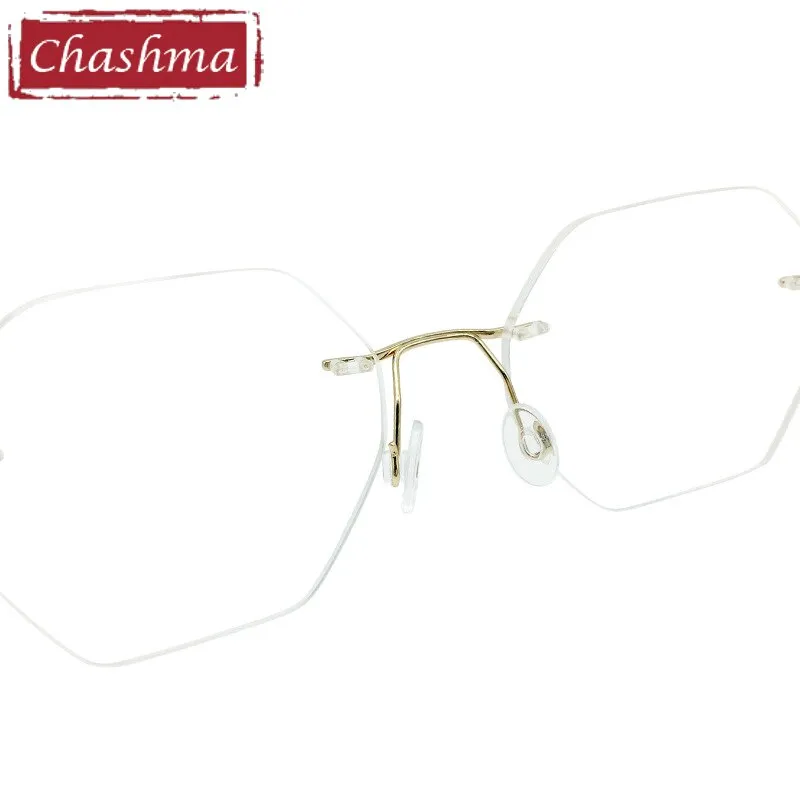 Chashma Ottica Men's Rimless  Polygon Titanium Eyeglasses 5018