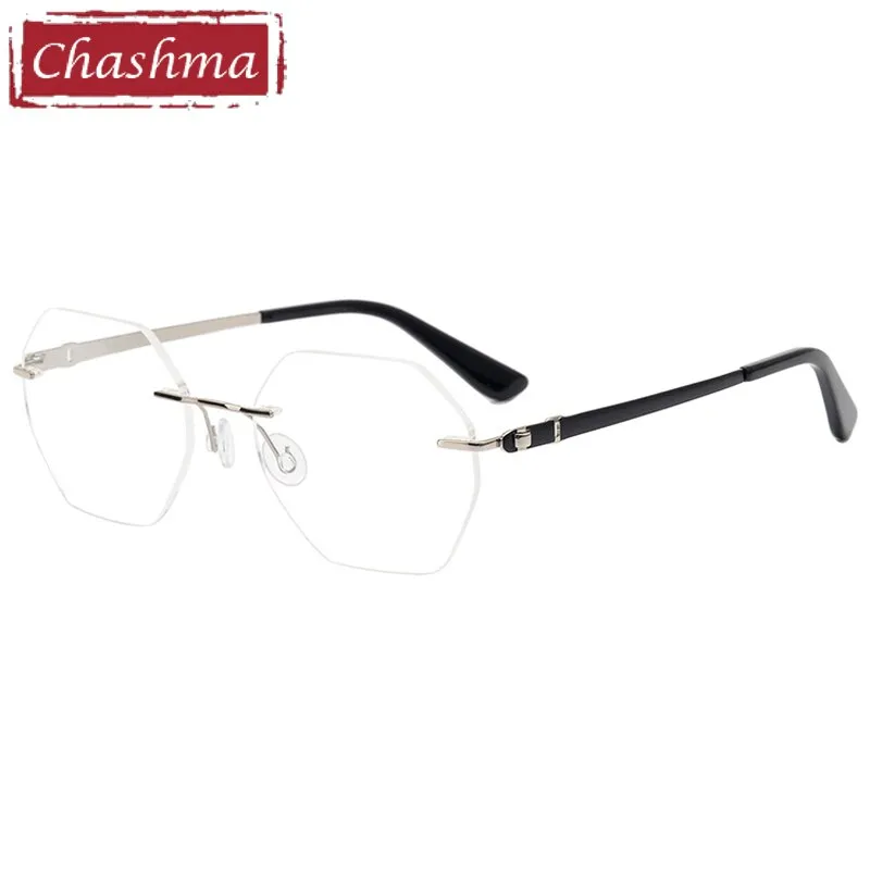 Chashma Ottica Men's Rimless  Polygon Titanium Eyeglasses 5018