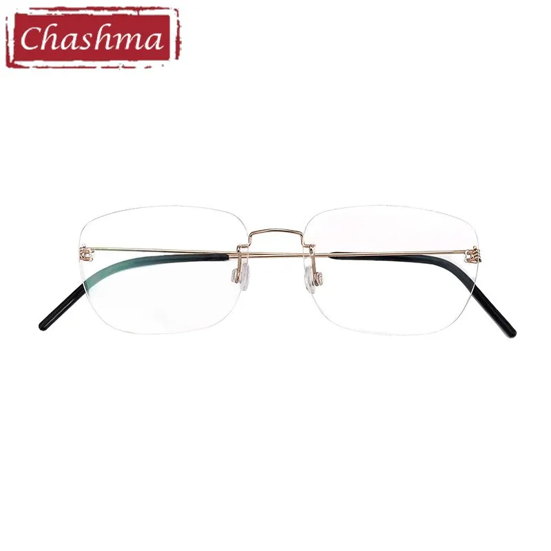 Chashma Ottica Unisex Rimless Square Titanium Alloy Screwless Frame Eyeglasses 100