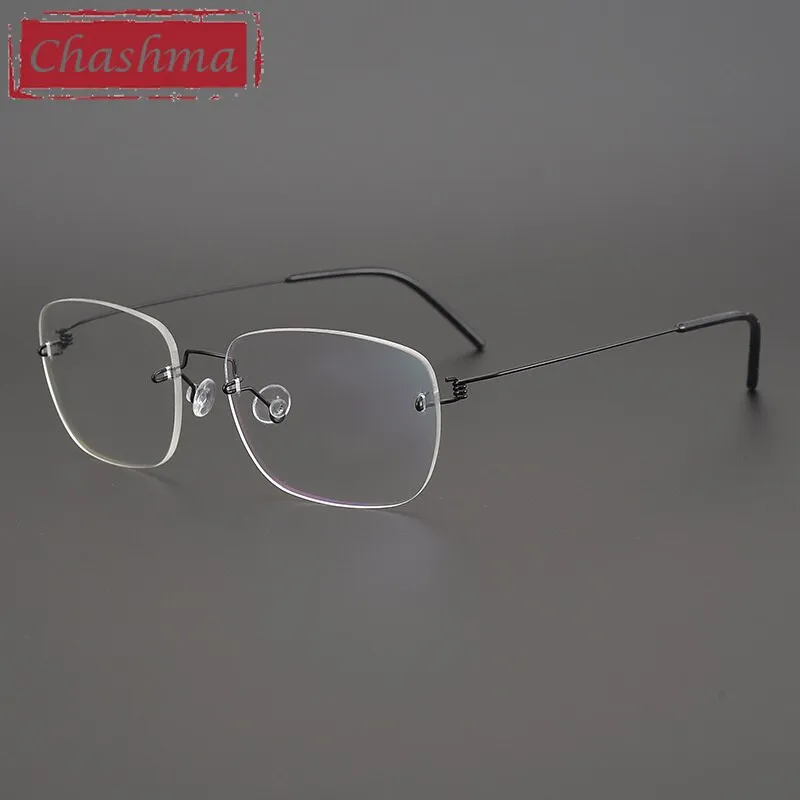 Chashma Ottica Unisex Rimless Square Titanium Alloy Screwless Frame Eyeglasses 100