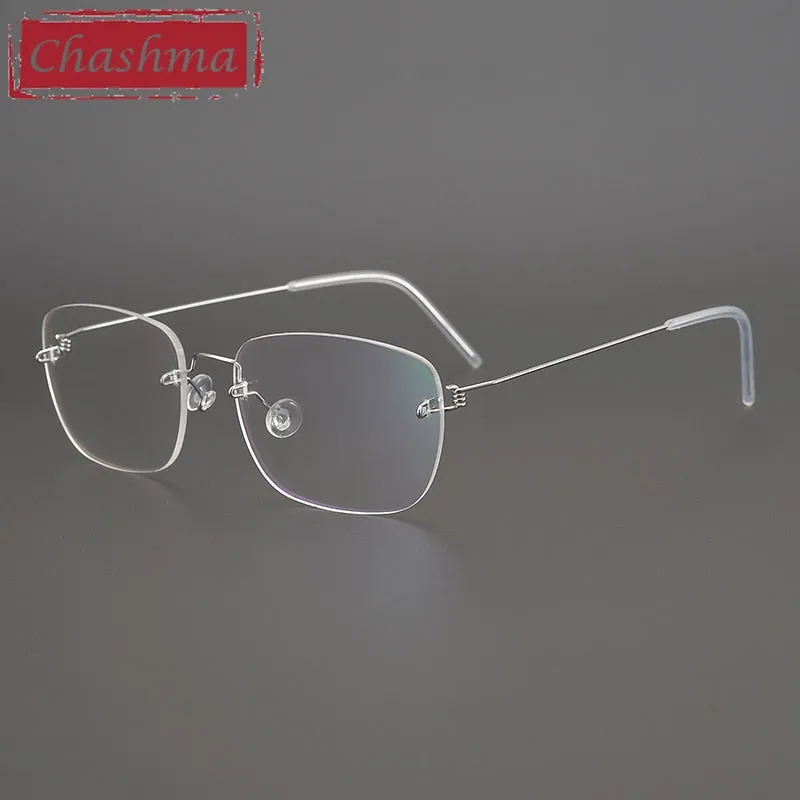 Chashma Ottica Unisex Rimless Square Titanium Alloy Screwless Frame Eyeglasses 100