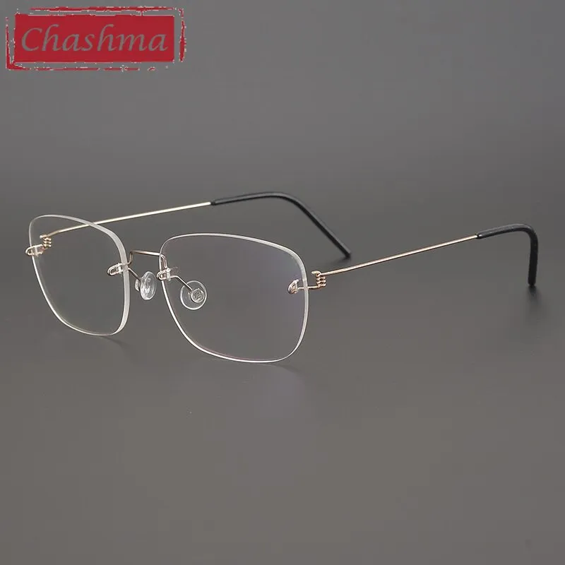 Chashma Ottica Unisex Rimless Square Titanium Alloy Screwless Frame Eyeglasses 100