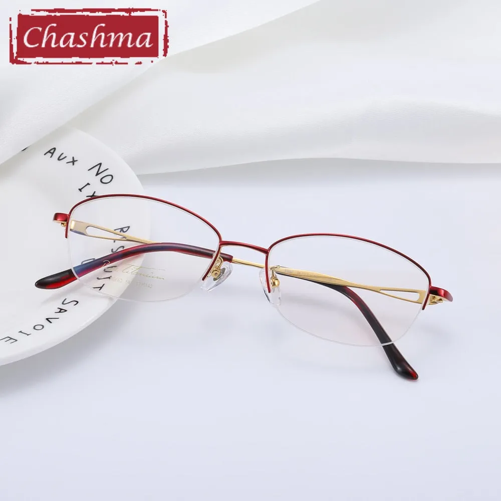 Chashma Women's Semi Rim Oval Titanium Eyeglasses 0662