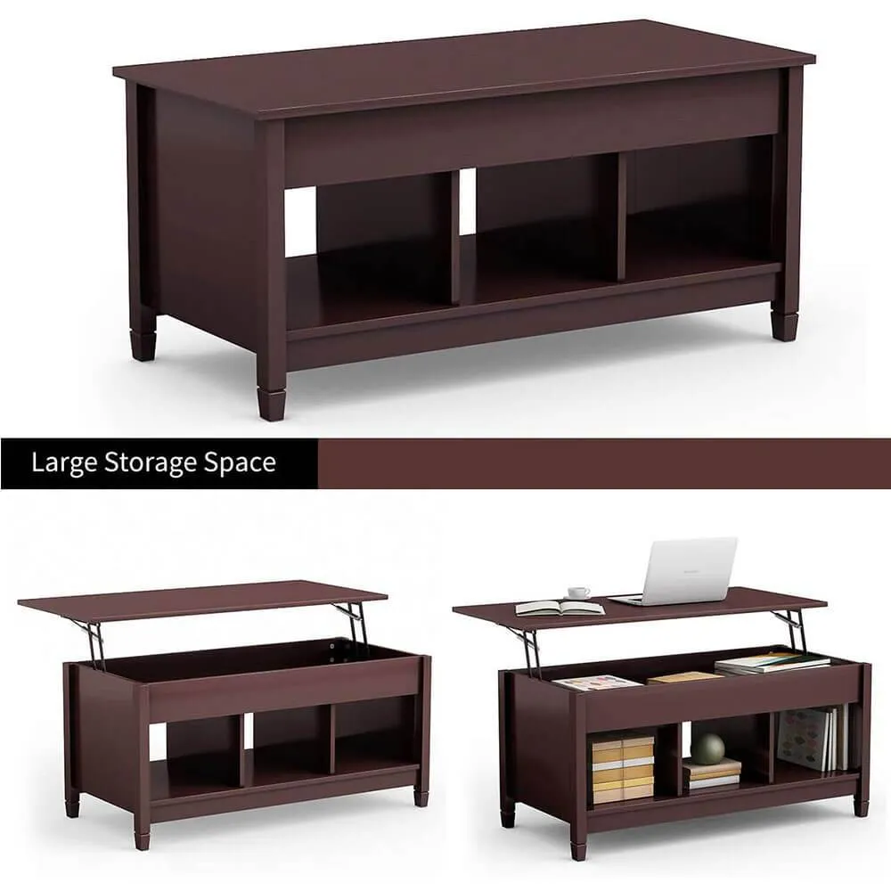 Coffee Table Lift Tabletop Wood Home Living Room Modern Lift Top Storage Brown