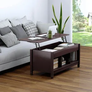 Coffee Table Lift Tabletop Wood Home Living Room Modern Lift Top Storage Brown