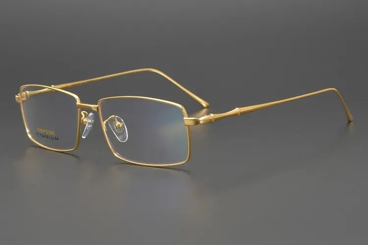 Cubojue Men's Full Rim Square 23k Gold/Titanium Reading Glasses Kgp23k