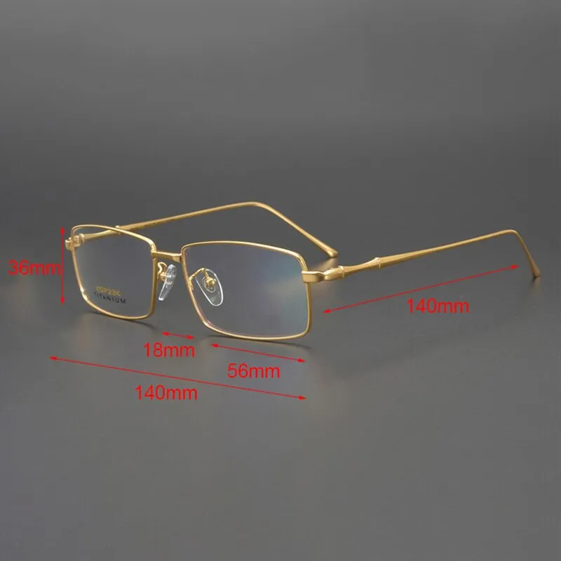 Cubojue Men's Full Rim Square 23k Gold/Titanium Reading Glasses Kgp23k