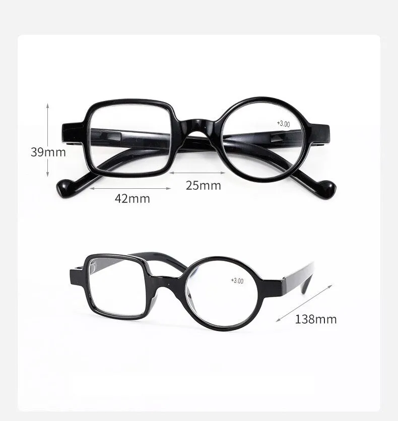 Cubojue Unisex Full Rim Odd Round/Square Tr 90 Titanium Myopic Reading Glasses