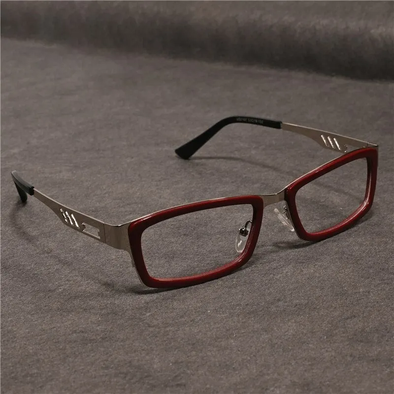 Cubojue Unisex Full Rim Rectangle Alloy Myopic Reading Glasses 2108m