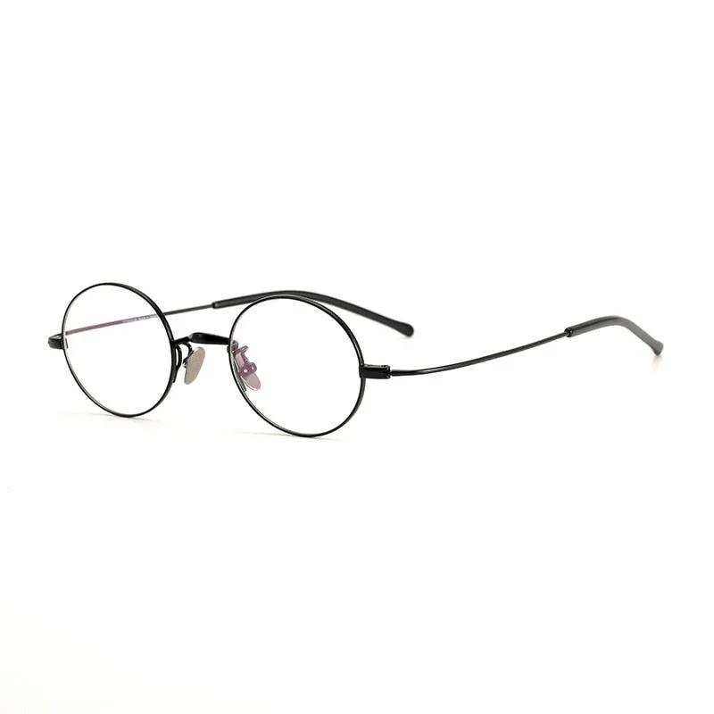 Cubojue Unisex Full Rim Small Round Titanium Myopic Reading Glasses