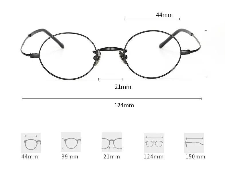 Cubojue Unisex Full Rim Small Round Titanium Myopic Reading Glasses