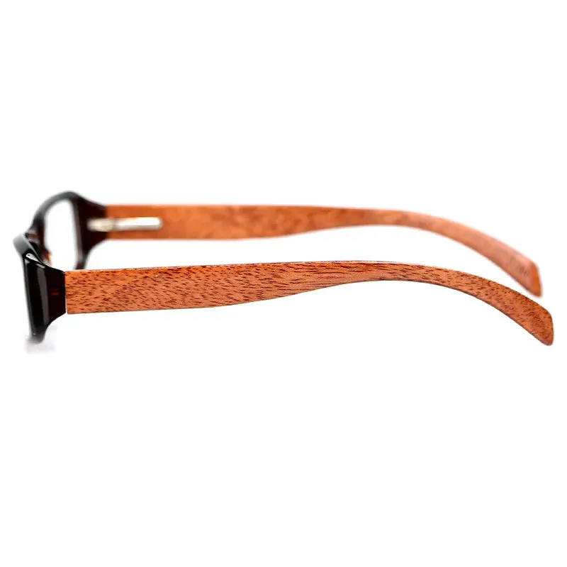 Cubojue Unisex Full Rim Square Wood Reading Glasses K8058