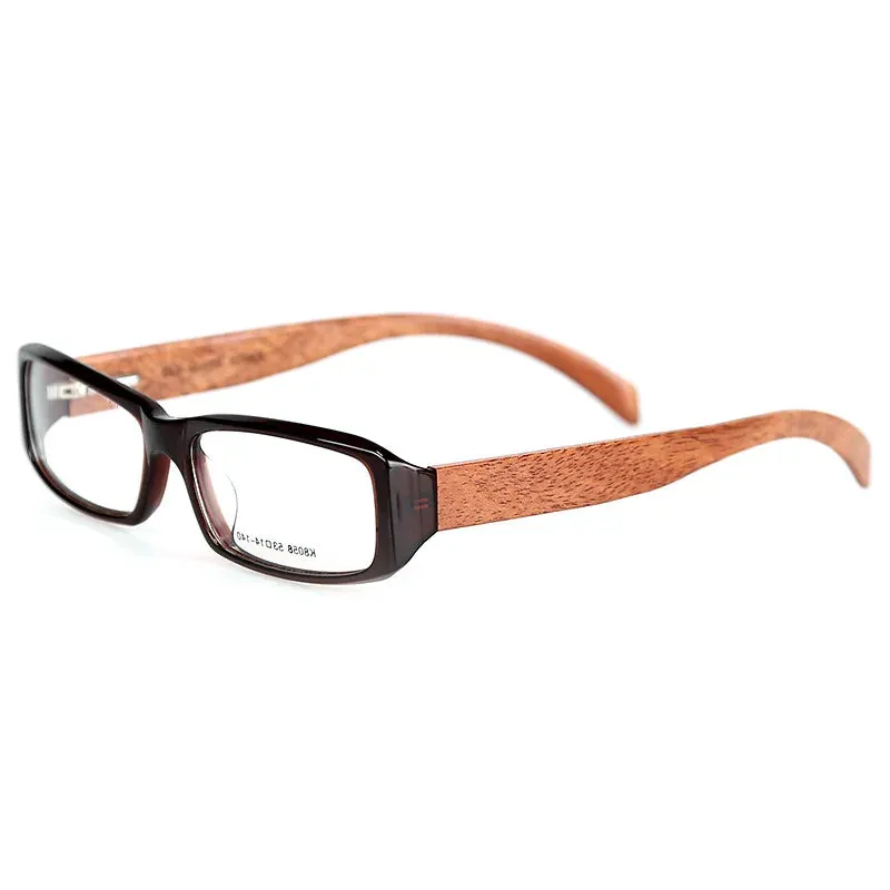 Cubojue Unisex Full Rim Square Wood Reading Glasses K8058