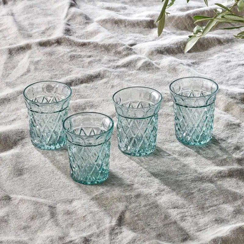 Decorative Recycled Glass Tumblers - Set of Four