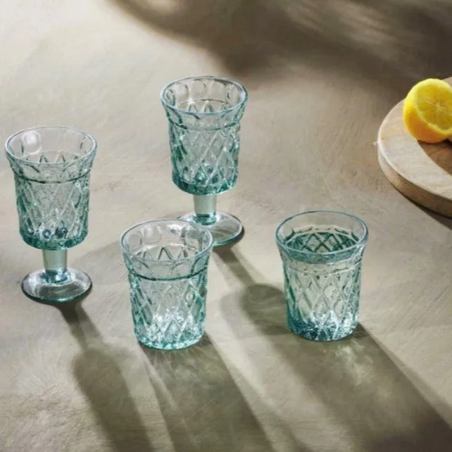 Decorative Recycled Glass Wine Glasses - Set of Four