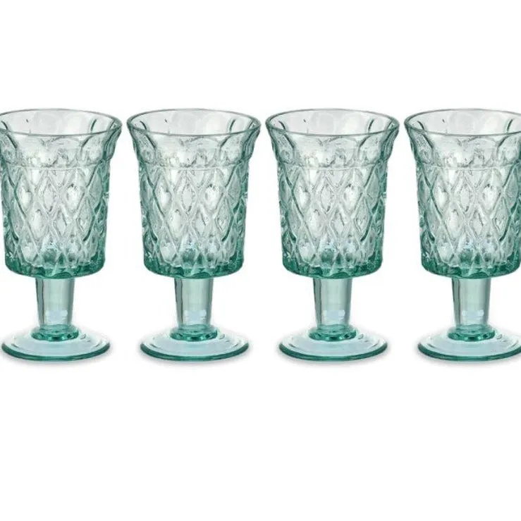 Decorative Recycled Glass Wine Glasses - Set of Four