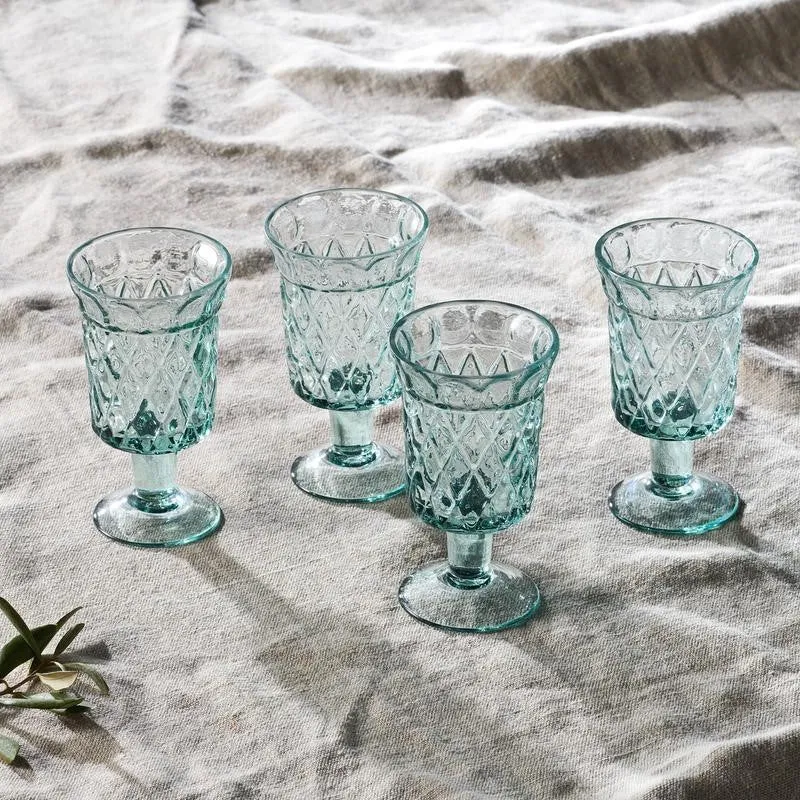 Decorative Recycled Glass Wine Glasses - Set of Four