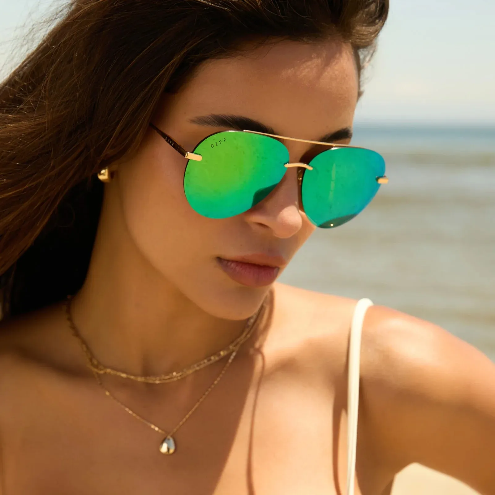 DIFF Lenox Sunglasses - Gold   Green Mirror