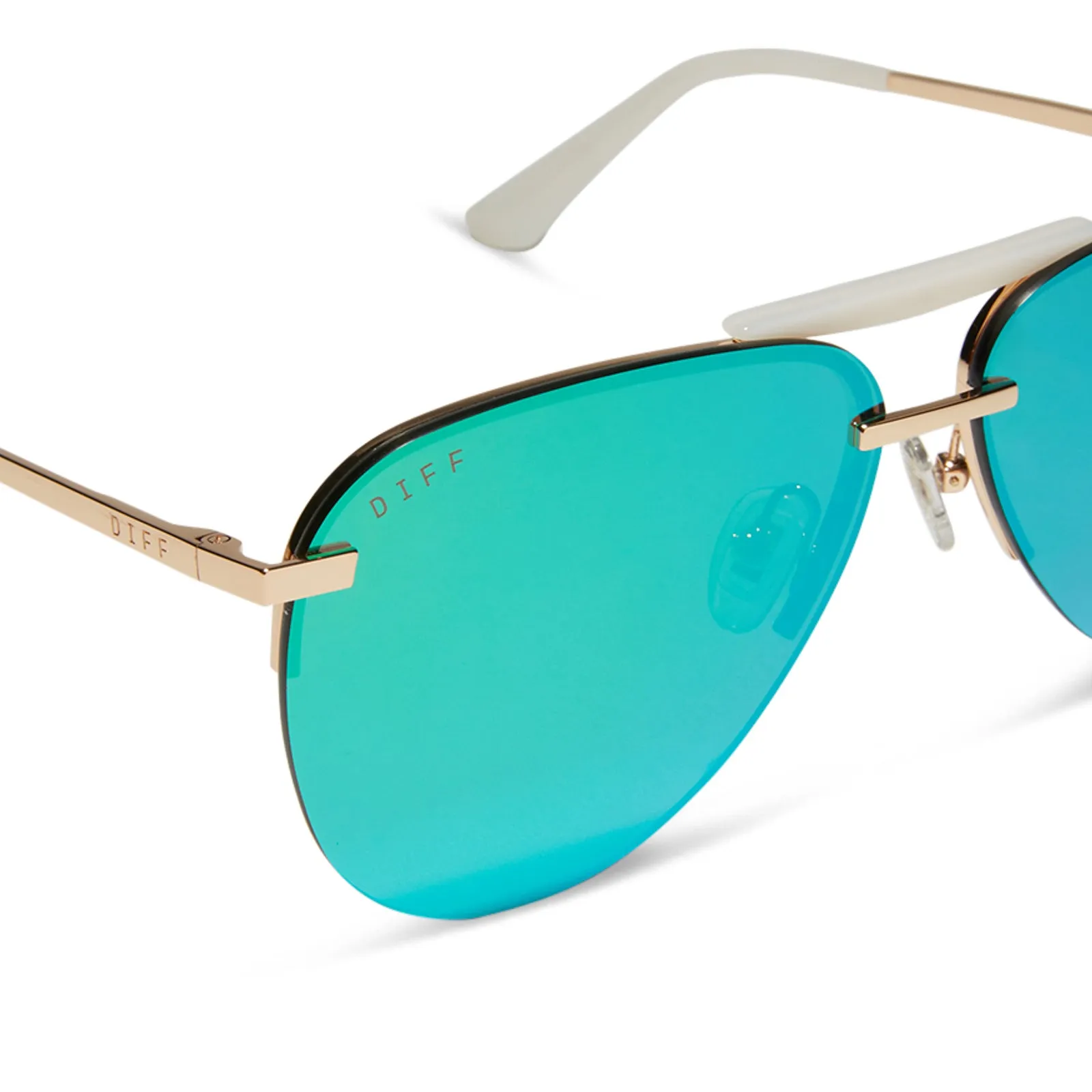 DIFF Tahoe Sunglasses Gold   Green Mirror