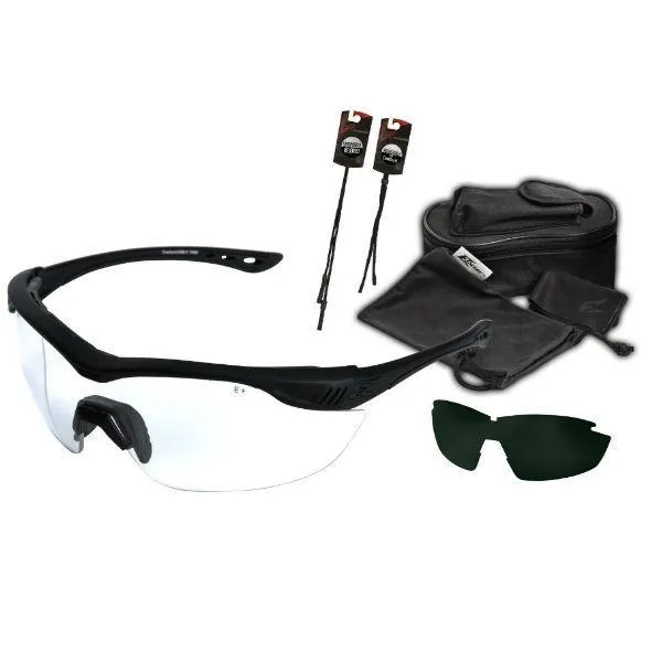 Edge Tactical Eyewear Overlord 2 Lens Kit - Soft-Touch Matte Black Frame / Clear Vapor Shield, G-15 Vapor Shield Lenses