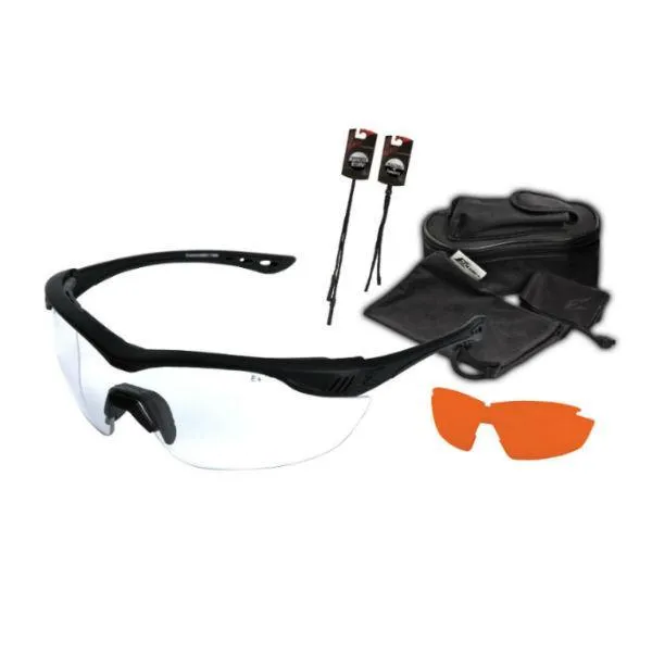 Edge Tactical Eyewear Overlord 2 Lens Kit - Soft-Touch Matte Black Frame / Clear Vapor Shield, Tiger's Eye Vapor Shield Lenses