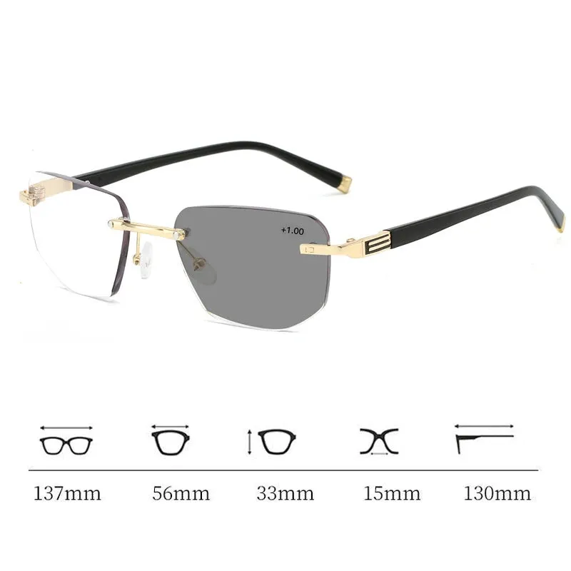 Frameless Outdoor Anti-Blue Light Smart Photochromic Reading Glasses