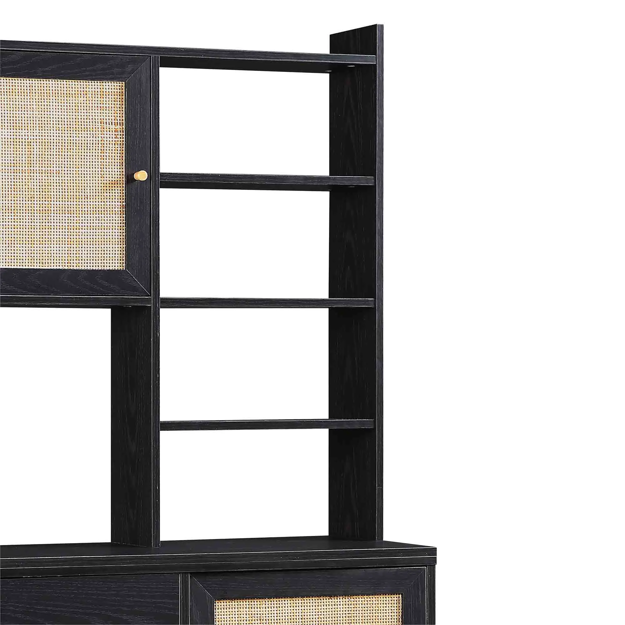 Frances Woven Rattan Dresser, Black