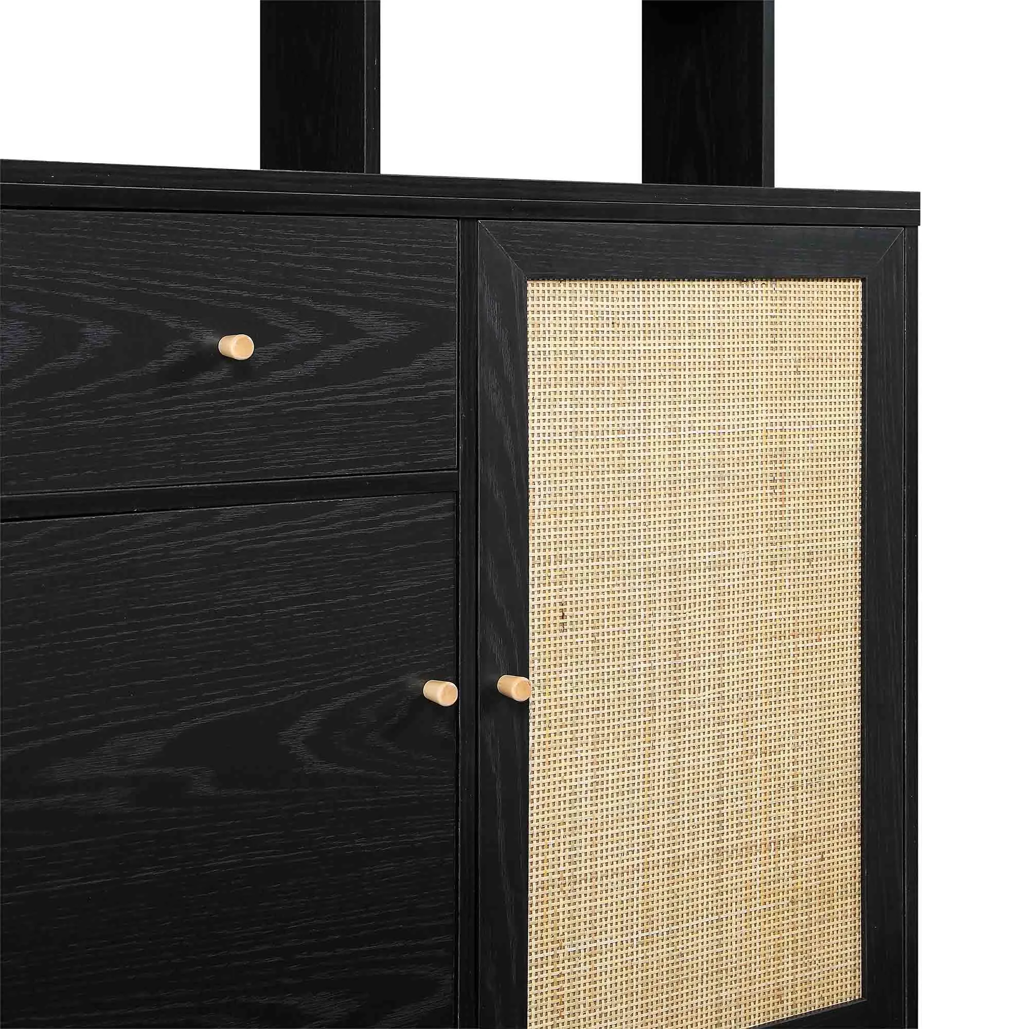 Frances Woven Rattan Dresser, Black