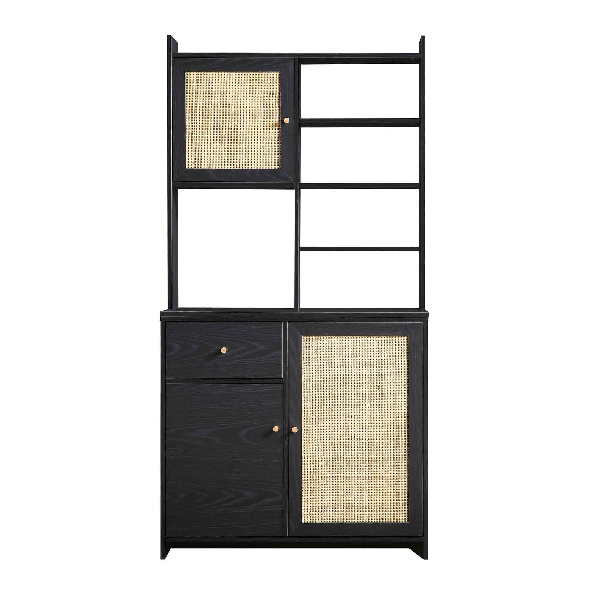 Frances Woven Rattan Dresser, Black