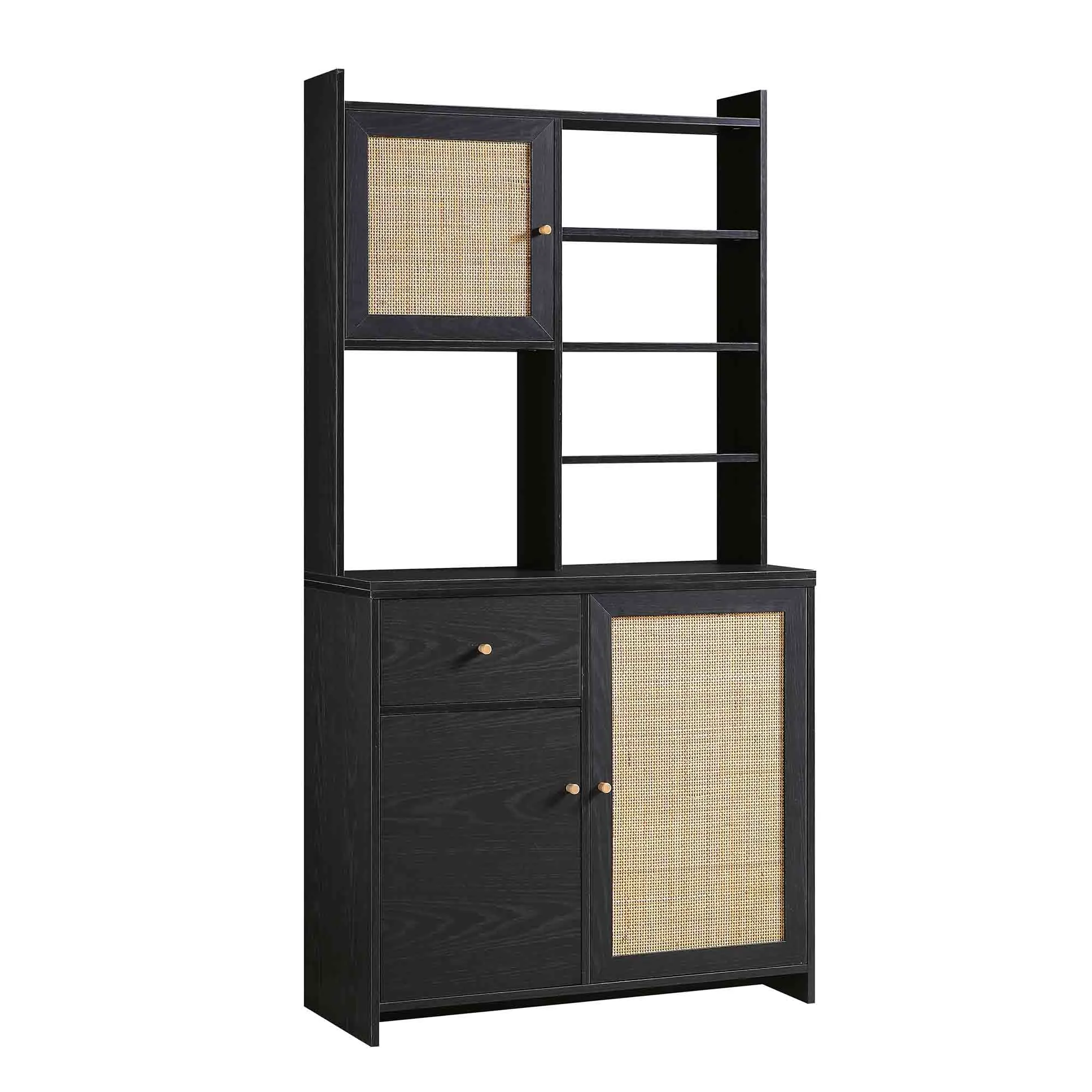 Frances Woven Rattan Dresser, Black