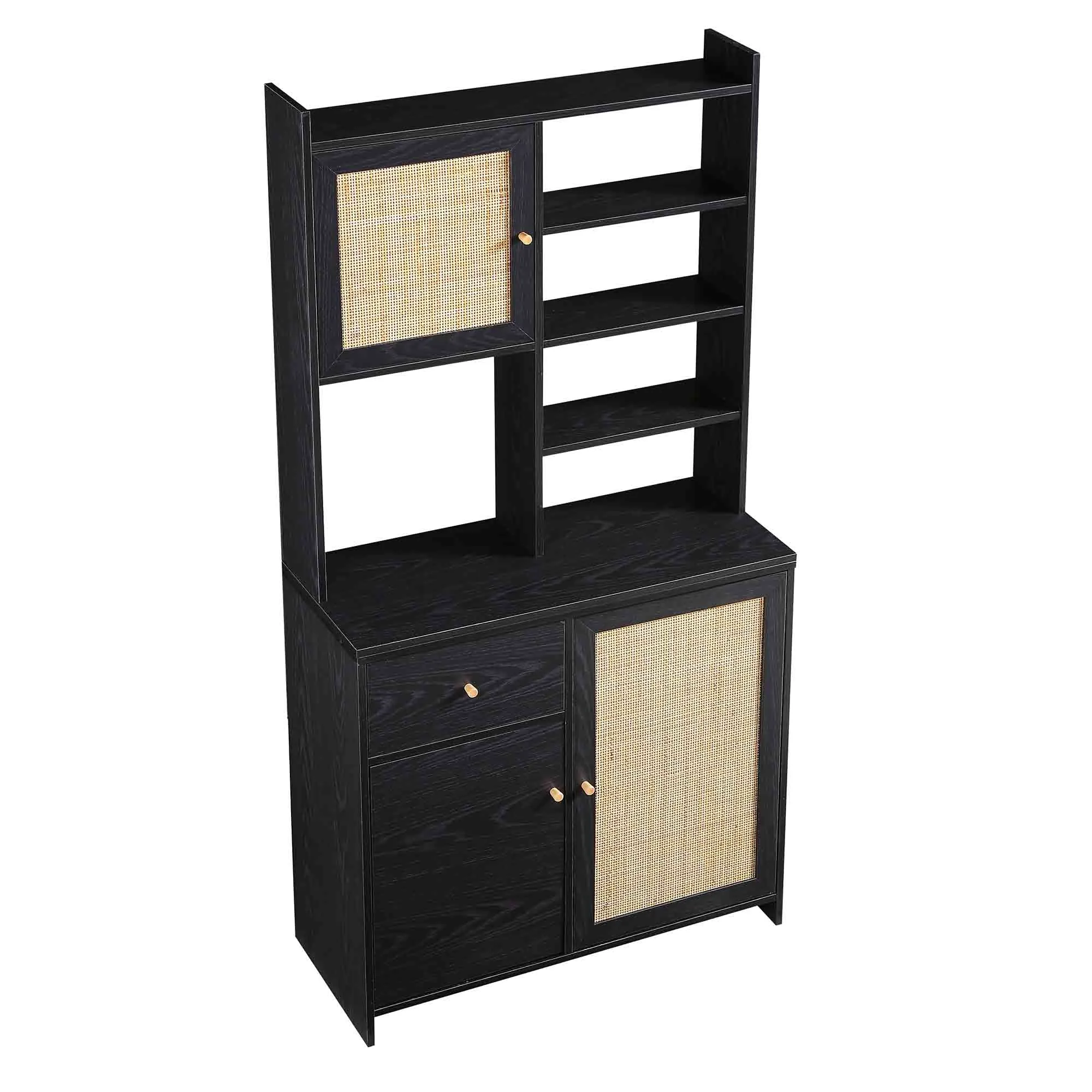 Frances Woven Rattan Dresser, Black