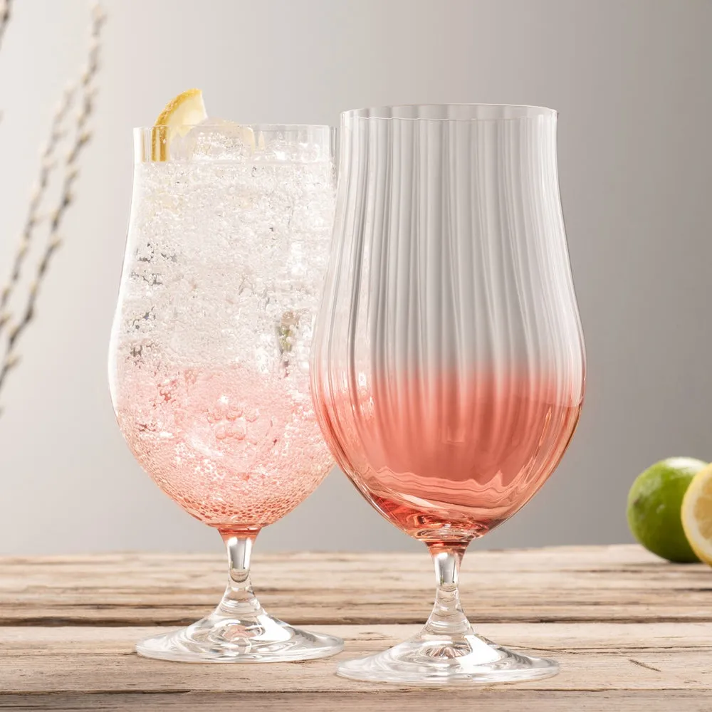 Optimized Title: Set of 2 Stunning Blush Galway Crystal Erne Craft Beer/Cocktail Glasses