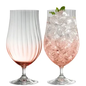 Optimized Title: Set of 2 Stunning Blush Galway Crystal Erne Craft Beer/Cocktail Glasses