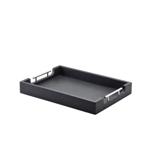 GenWare Solid Black Butlers Tray with Metal Handles 50 x 39.5cm